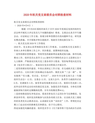 2024年机关党支部委员会对照检查材料 