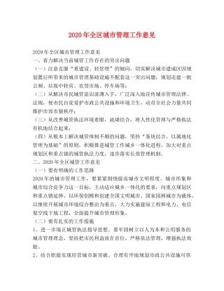 2024年全区城市管理工作意见 