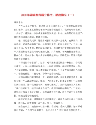 2024年湖南高考满分作文踮起脚尖（一） 