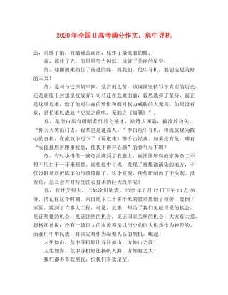 2024年全国Ⅱ高考满分作文危中寻机 