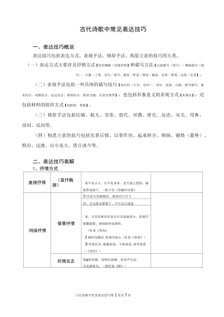 古代诗歌中常见表达技巧