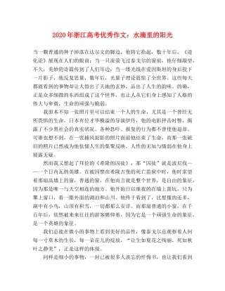 2024年浙江高考优秀作文水滴里的阳光 