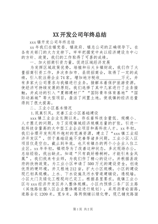 XX开发公司年终总结
