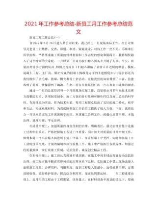 2024年工作参考总结-新员工月工作参考总结范文 