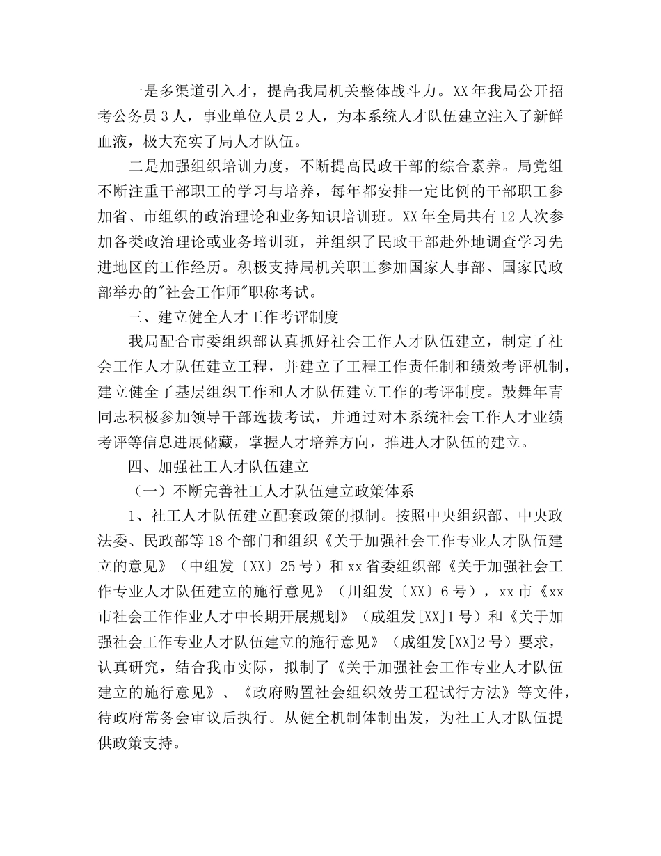 2024年民政局社工人才队伍建设工作参考总结 _第2页