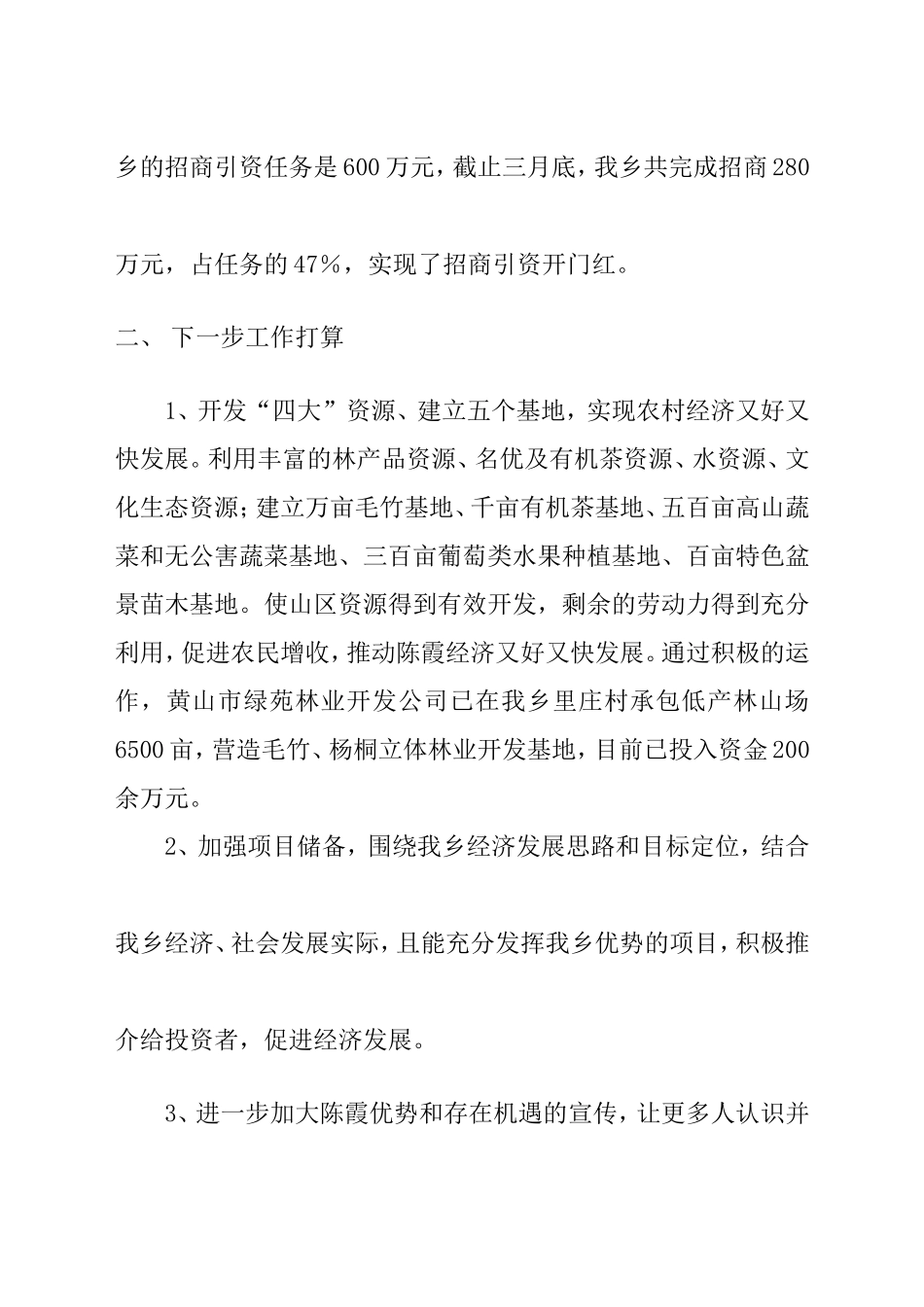 陈霞乡招商引资工作汇报材料_第3页