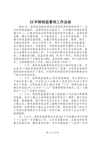 XX年财政监督局工作总结