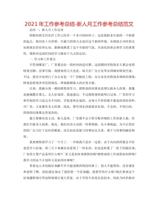 2024年工作参考总结-新人月工作参考总结范文 