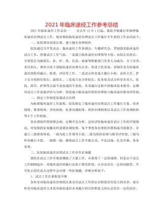 2024年临床路径工作参考总结 