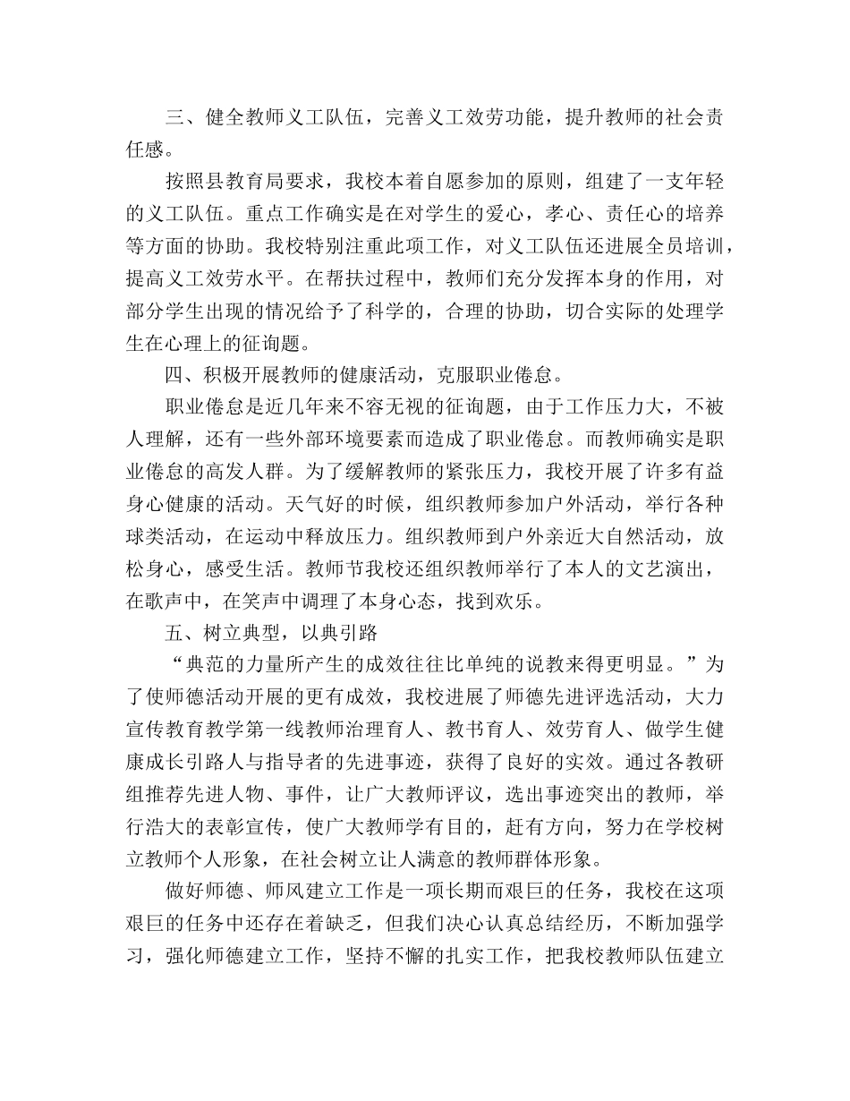 2024年小学师德建设工作参考总结（通用） _第2页