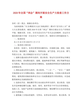 2024年全国“两会”期间开展安全生产大检查工作方案 