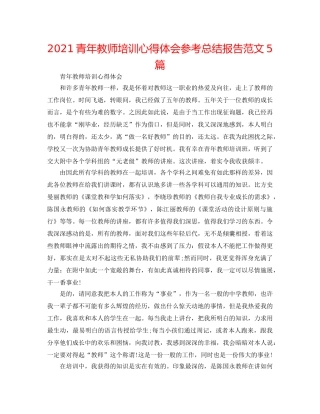 2024青年教师培训心得体会参考总结报告范文5篇 