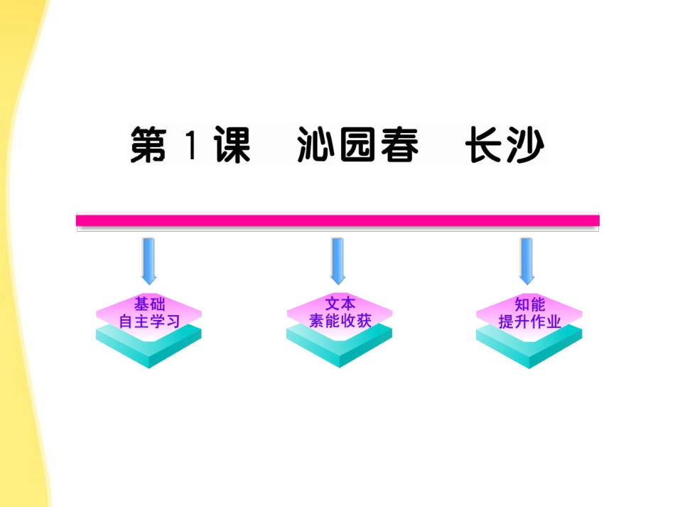 【全程学习方略】2012版高中语文-1.1《沁园春-长沙》课件-新人教版必修1_第1页
