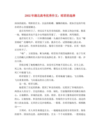 2024年湖北高考优秀作文昭君的选择 