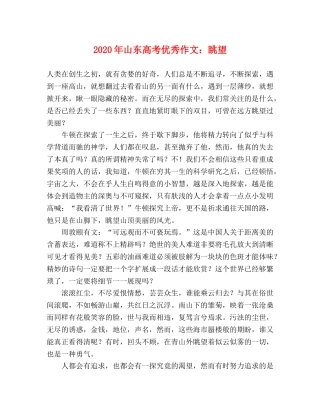 2024年山东高考优秀作文眺望 