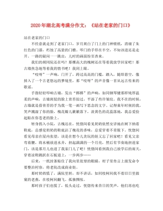 2024年湖北高考满分作文《站在老家的门口》 