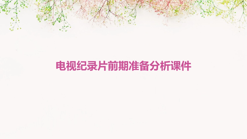 电视纪录片前期准备分析课件_第1页