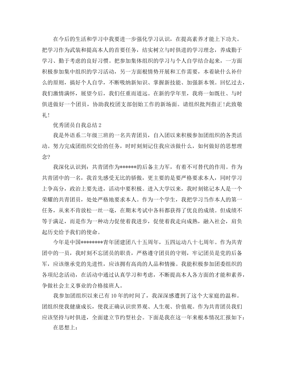 2024优秀团员自我参考总结范文 _第2页