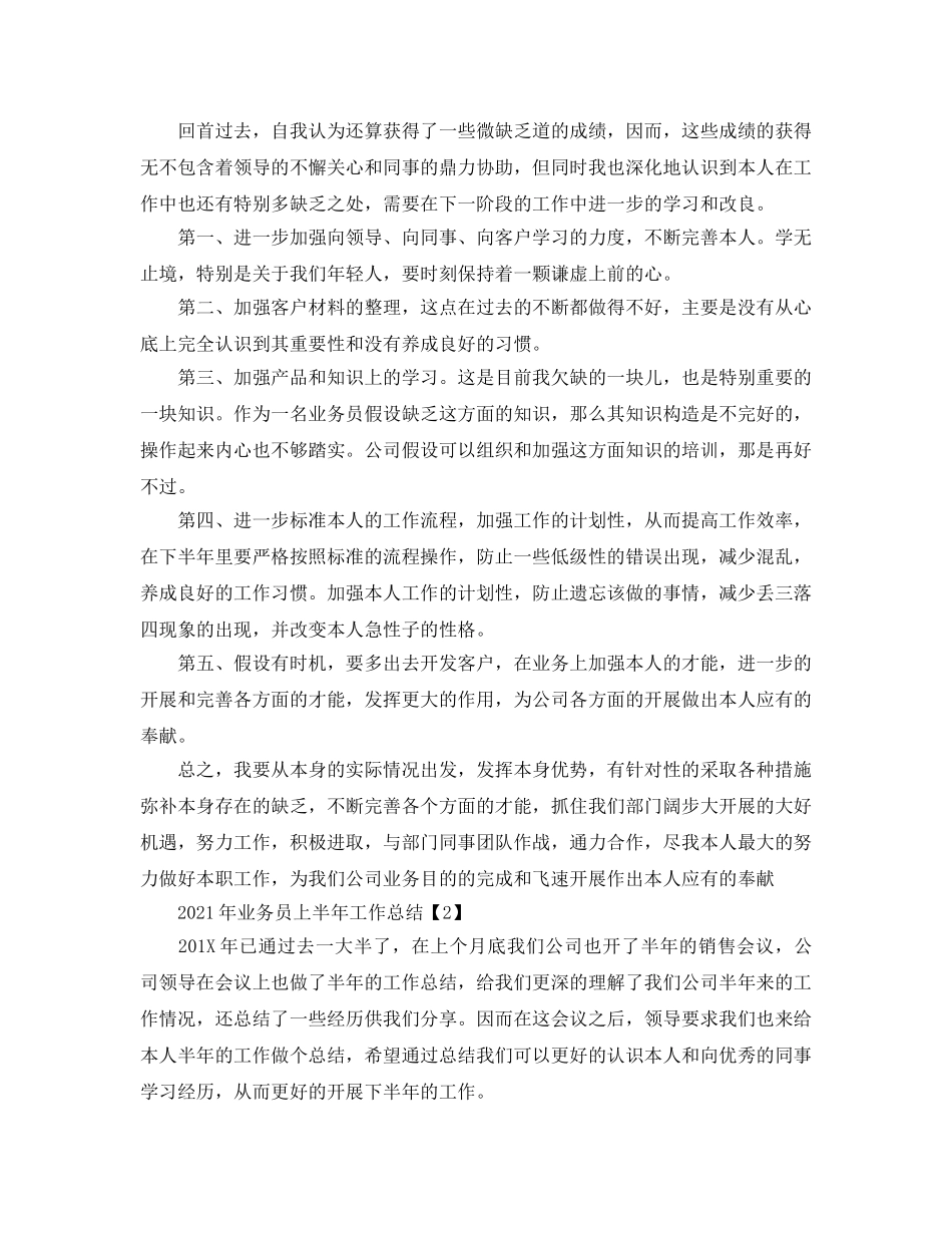 2024年业务员上半年工作参考总结 _第2页