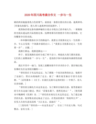 2024年四川高考满分作文 一步与一生 