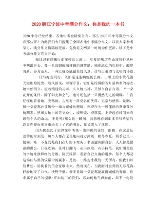 2024浙江宁波中考满分作文你是我的一本书 