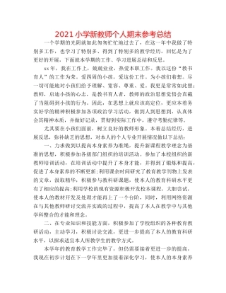 2024小学新教师个人期末参考总结 