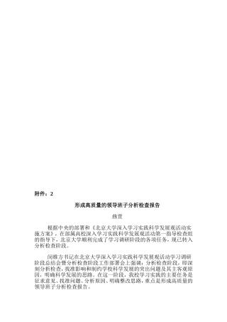 形成高质量的领导班子分析检查报告