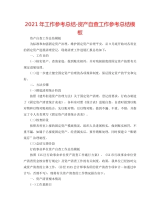 2024年工作参考总结-资产自查工作参考总结模板 