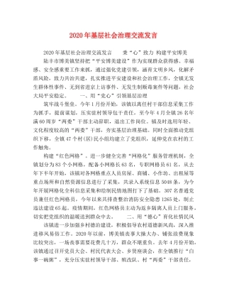 2024年基层社会治理交流发言 