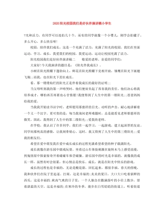 2024阳光校园我们是好伙伴演讲稿小学生 