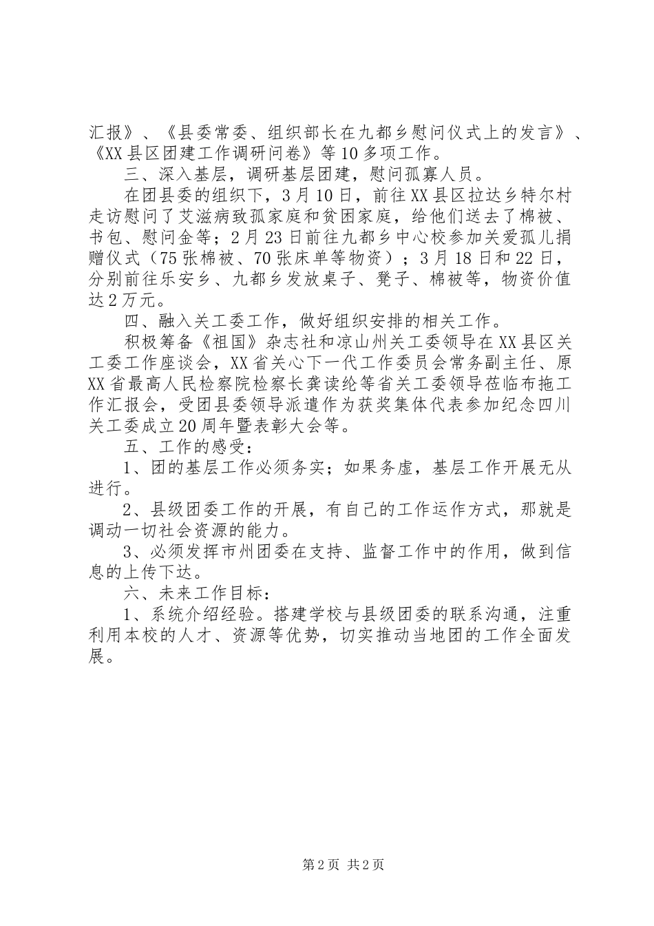 XX年10月团委挂职工作总结范文_第2页