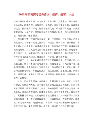 2024年云南高考优秀作文挫折、痛苦、人生 