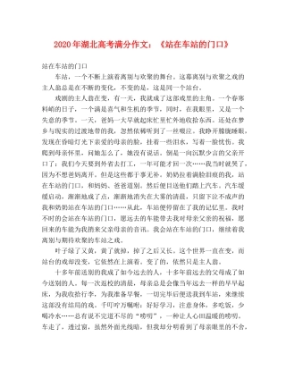 2024年湖北高考满分作文《站在车站的门口》 