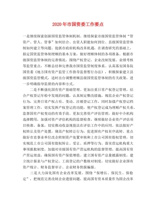 2024年市国资委工作要点 