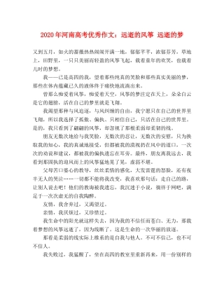 2024年河南高考优秀作文远逝的风筝 远逝的梦 