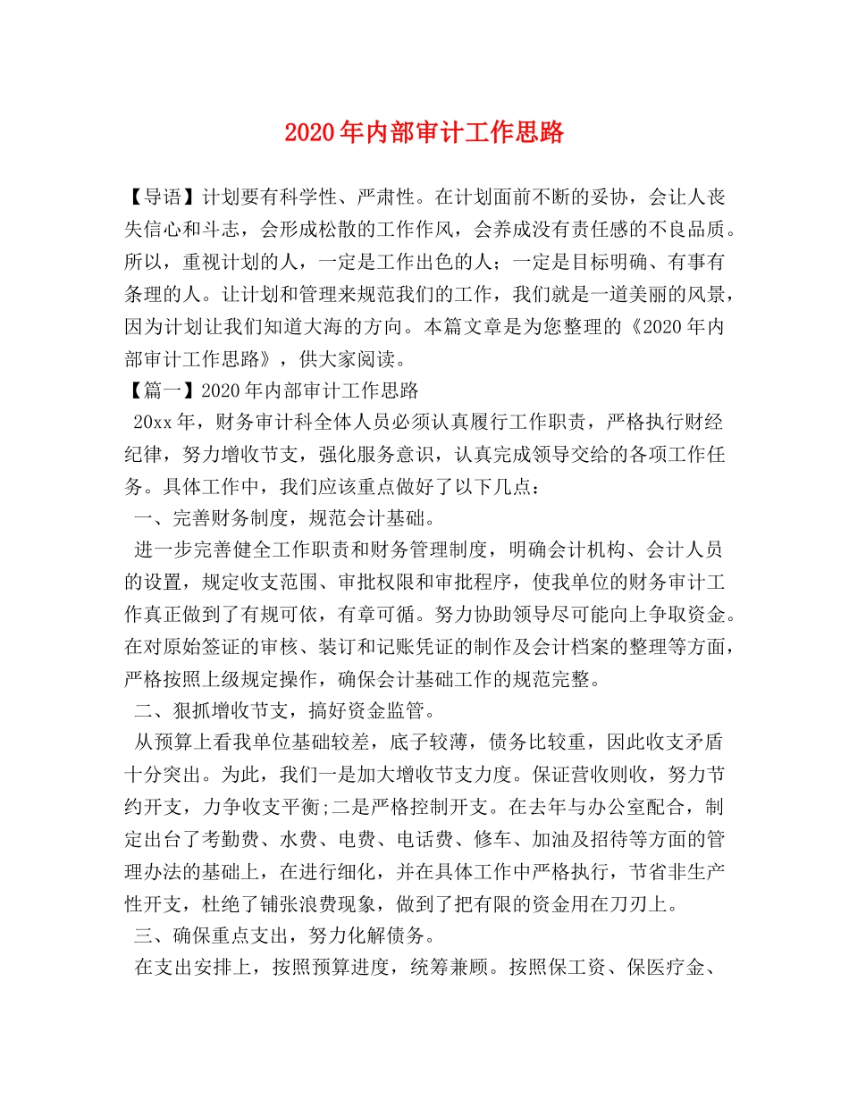 2024年内部审计工作思路 _第1页