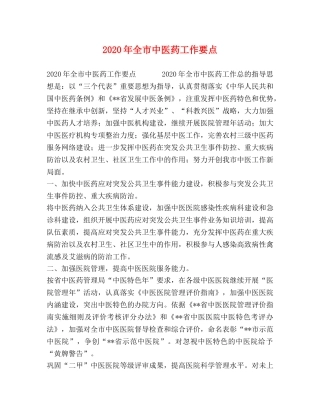 2024年全市中医药工作要点 