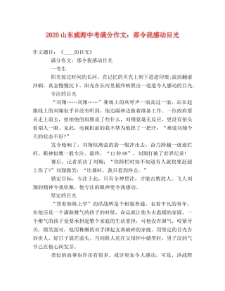 2024山东威海中考满分作文那令我感动目光 
