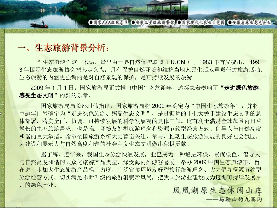 2011年3月22日马鞍山凤凰湖原生态休闲山庄营销企划推广方案(汇报稿)_第3页