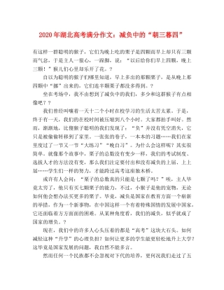 2024年湖北高考满分作文减负中的“朝三暮四” 