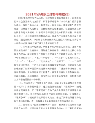 2024年少先队工作参考总结(5) 