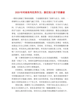 2024年河南高考优秀作文握住别人垂下的藤索 