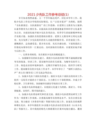 2024少先队工作参考总结(1) 