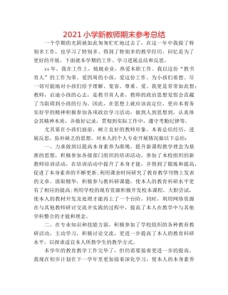 2024小学新教师期末参考总结 