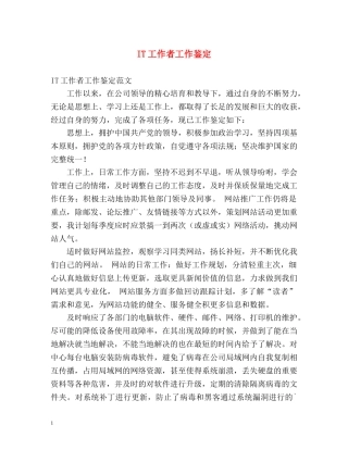 IT工作者工作鉴定 