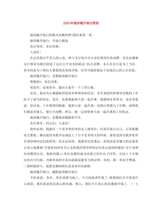 2024年演讲稿开场白简短 