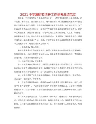 2024清明节活动工作参考总结范文 