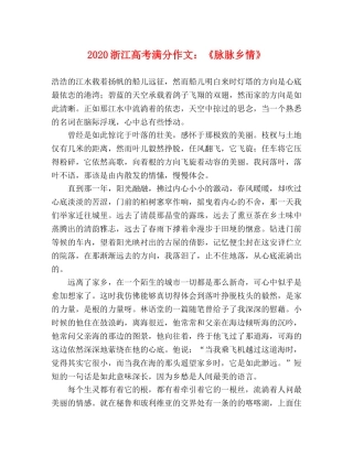 2024浙江高考满分作文《脉脉乡情》 