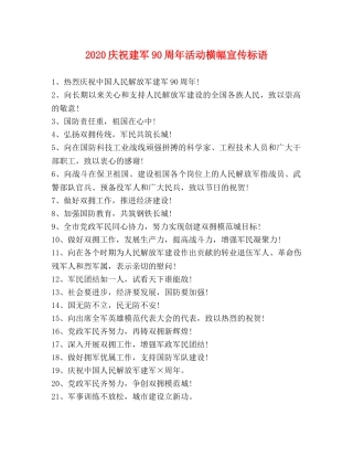 2024庆祝建军90周年活动横幅宣传标语 