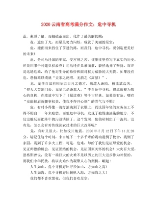 2024云南省高考满分作文危中寻机 